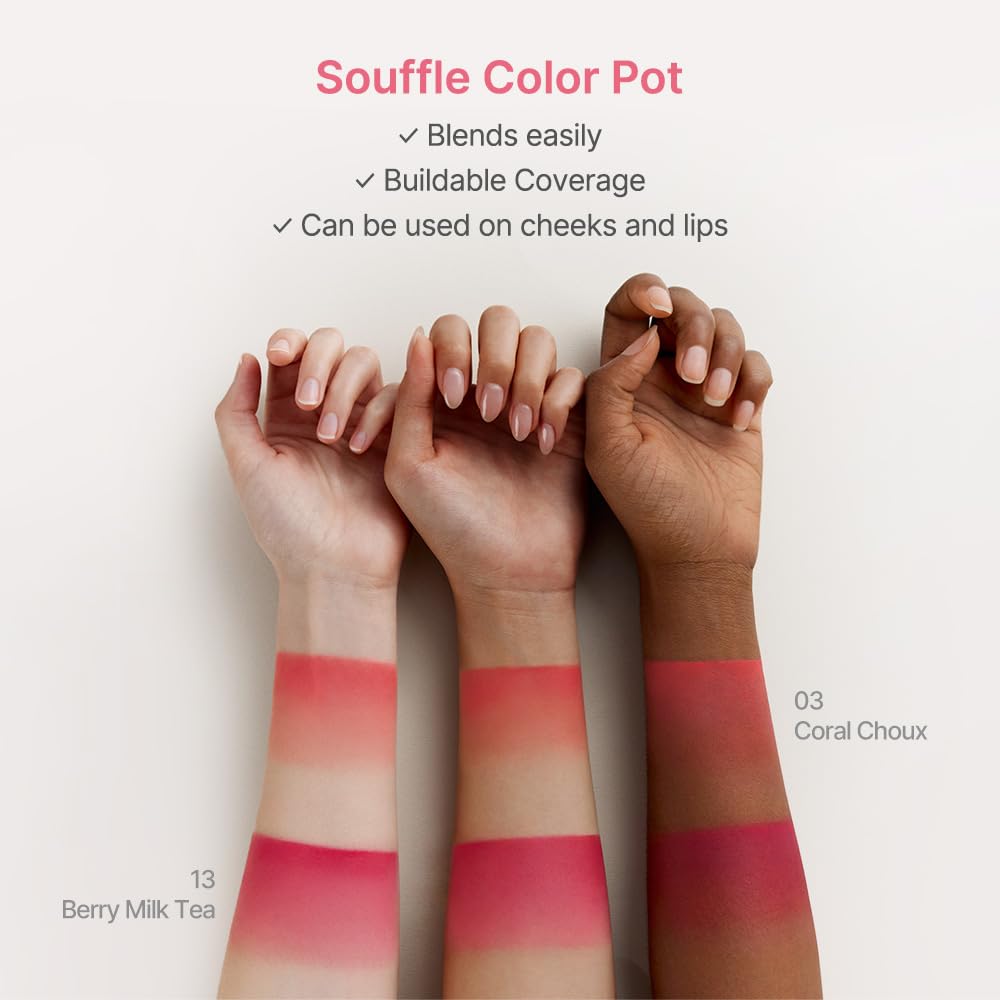 Official Daisyk Souffle Color Pot Lip Coral & Cheek/Blusher/Matte/Glow (03 Choux)