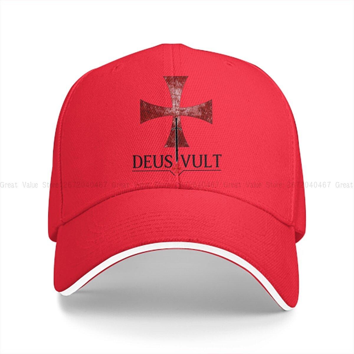 Knights Templar Multicolor Hat Peaked Unisexs Cap Templar DEUS VULT Personalized Visor Protection Hats One Size