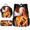 Kinder Anime One Punchs Man Schulrucksack mit Brotdosen ,Federmäppchen ,Schultaschen für Jungen Mädchen Bestes Geschenk