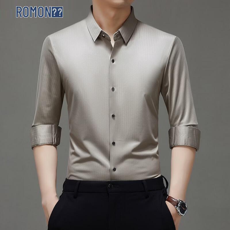 Romon Men s Casual Long Sleeve Striped Shirt 52