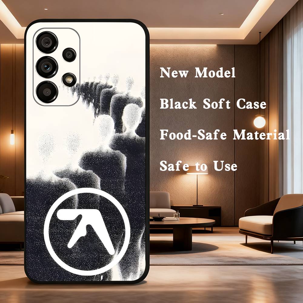 

A-Aphex Twin Phone For Samsung Galaxy A53,31,52,72,41,22,73,32,71,Note,J7,8,9,5G Soft Black Silicone Case SamsungA20s