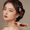 Red Bridal Headwear Pearl Wedding Hair Jewelry Exquisite Bride Tiara  Women