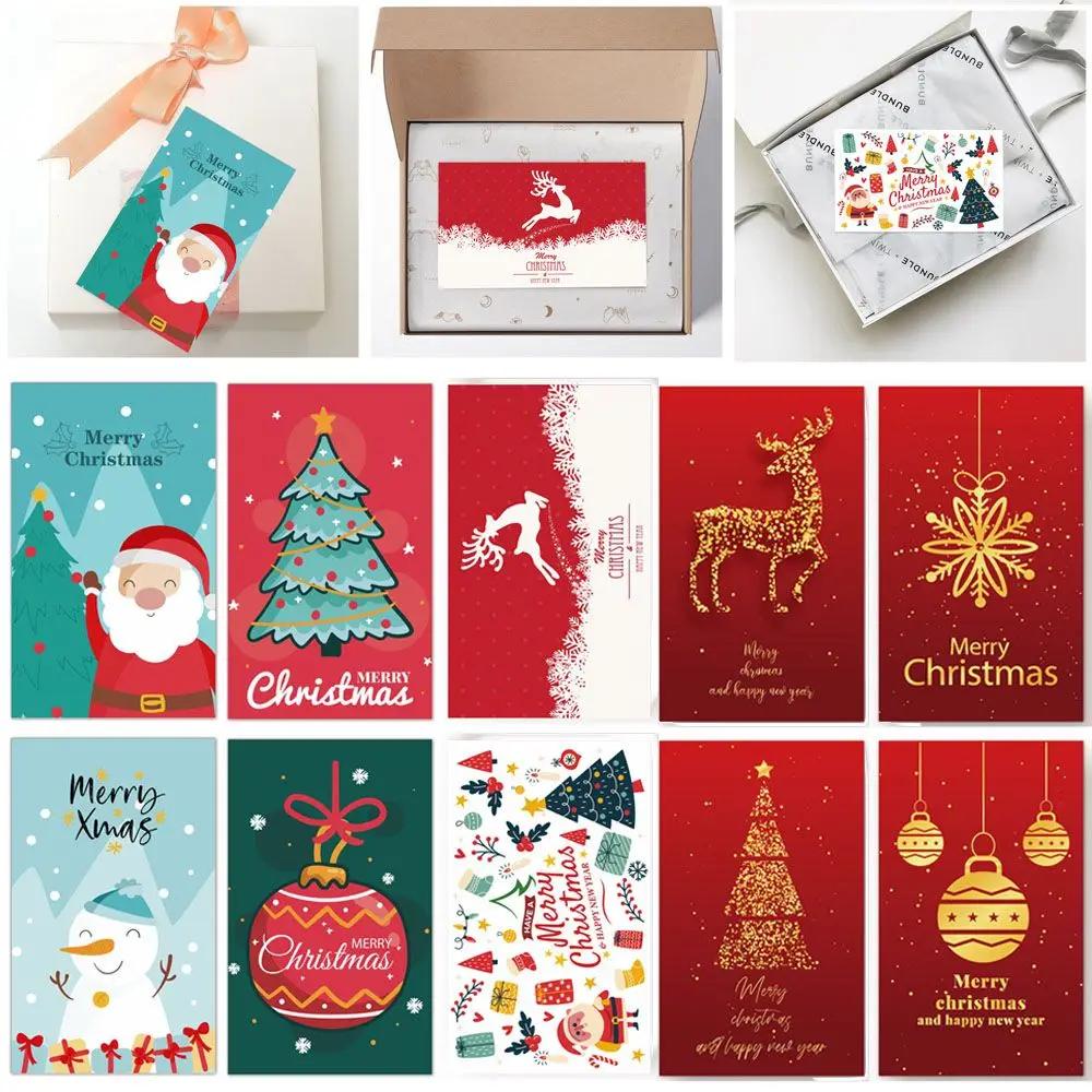 50PCS Gift Wrapping Decor Package Insert Message Note Cards Merry Christmas Card Greeting Postcard Happy New Year