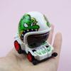 1PC Children's Small Toys Cartoon Solid Color Colorful Four-wheel Drive Pull-back Racing Helmet Car
