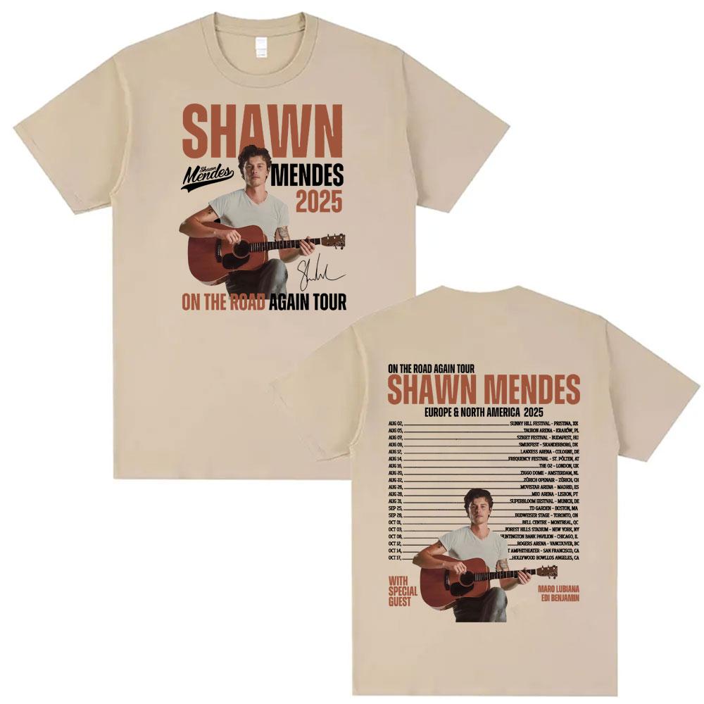 Singer Shawn Unisexdes On The Road Again Tour 2025 Print T Shirts Unisexs Women Hip Hop T Shirt 100 Cotton ONeck Tshirt Streetwear