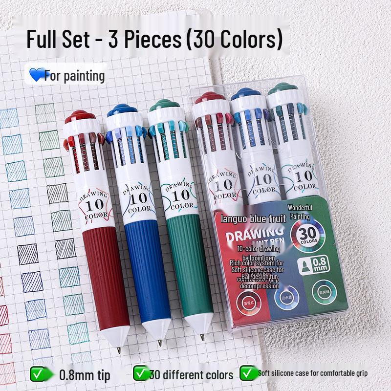 10-Color Blue Fruit Rollerball Pen, 0.8MM Bullet Tip – Fun, Cute, and Colorful for Journaling