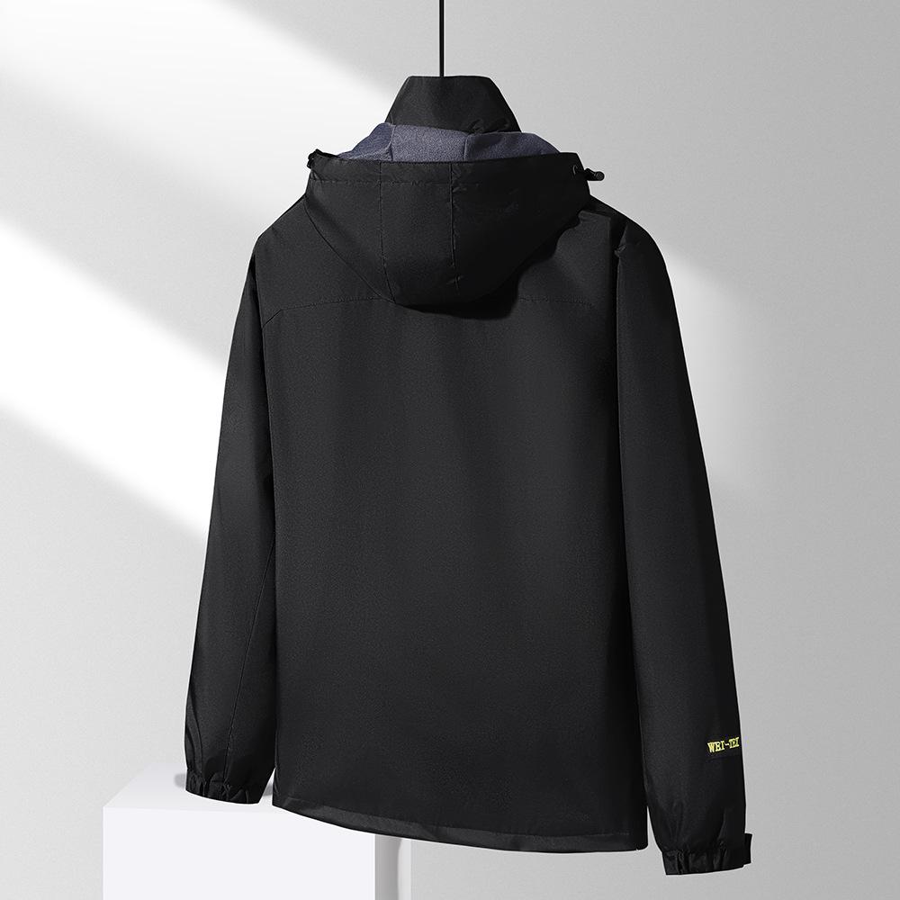 Men's Waterproof Windbreaker Jacket - Spring/Autumn, Breathable, Plus Size, Hooded, for Casual Camping and Mountaineering