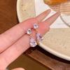 Sweet Bow Teardrop Pendant Earrings Women Zircon Design Luxury Versatile Elegant Minimalist Accessories Commute Daily Wear Gift