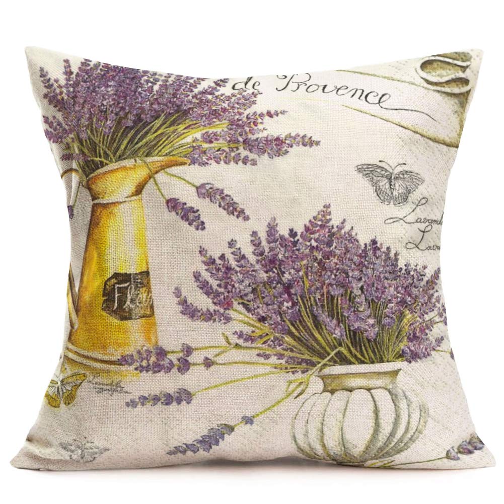 Flowerpot Lavender Print Pillowcase Living Room Sofa Cushion Cover Home Decor Throw  40x40