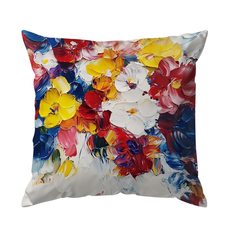 1 Pc Oil Painting Flower Pillow Cover For Home Living Room Bedroom Sofa Office Decorative Pillowcase Soft Throw Pillows 45*45 Cm