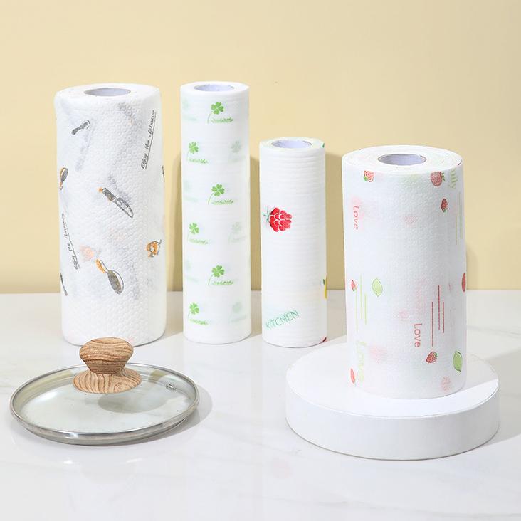 Disposable Lazy Dishcloths Kitchen Cleaning Towels Oil Absorbent Non Stick Non Shedding Dish Rags Easy Wash Household Supplies 30pcs 1roll