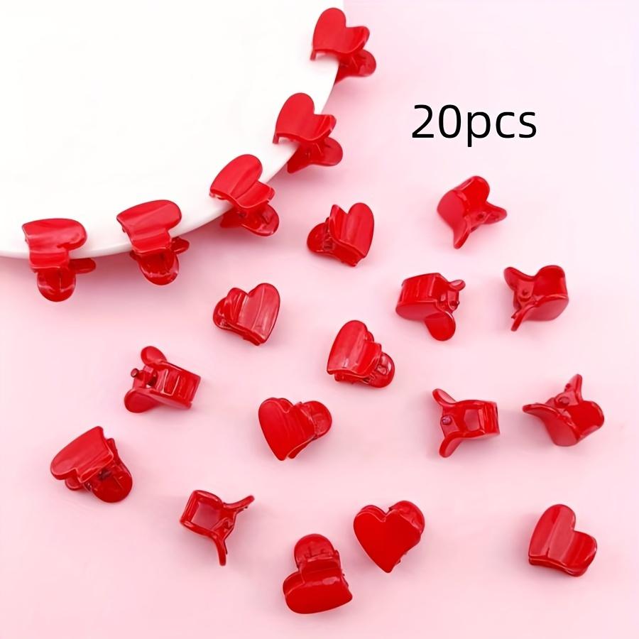 

Solid Color Heart Shaped Hair Clips Mini Hair Clips Elegant Hair Barrettes For Valentine s Day 20PCS