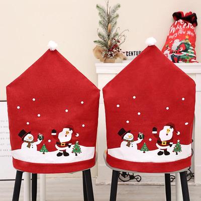 Qiaochi Vánoční netkaný potah na židli s kresleným designem Santa Clause a sněhuláka