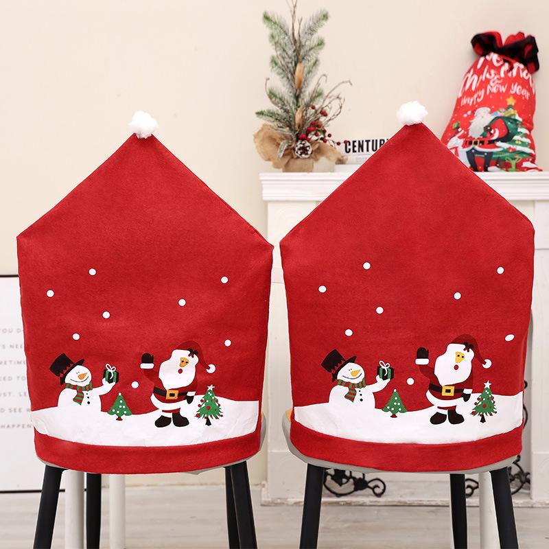 Qiaochi Christmas Non-woven Chair Cover with Cartoon Santa and Snowman Design