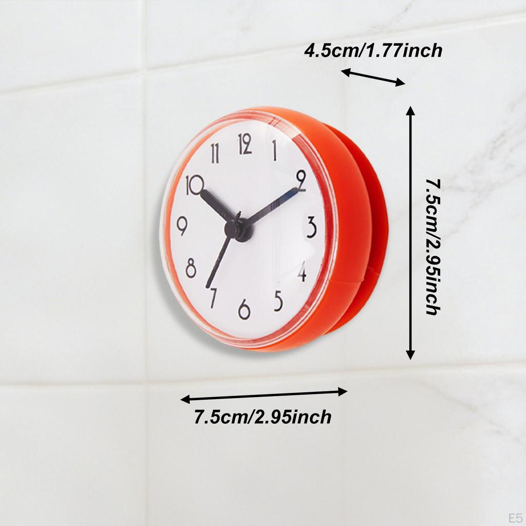 Bathroom Shower Clock Round Wall Hanging,Home Decor with Suction Cup Water Resistant for