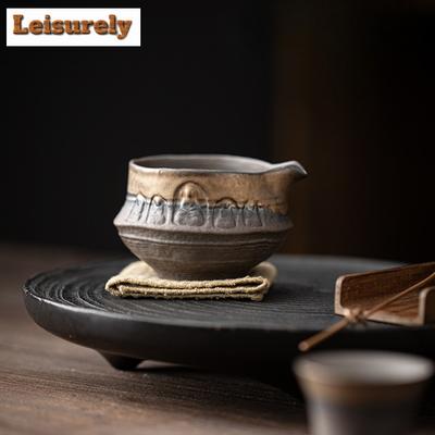 180ml Handamde Gilded Iron Glazed Buddha Tea Pitcher Ancient Early Burnt Coarse Chahai Justice Cup Kung Fu Teaware Gift Supplies