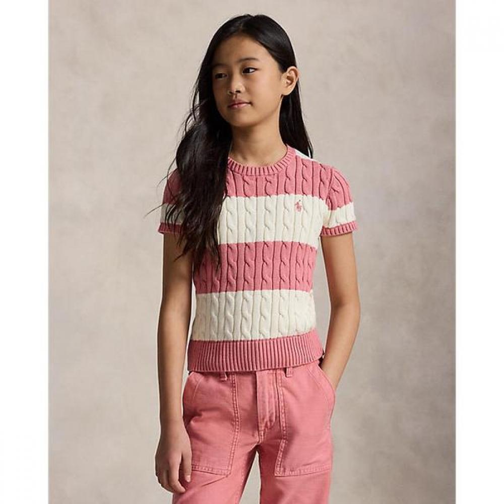 Polo Ralph Lauren Girls 7 16 Striped Cable Knit Sweater Cwposweg6820620650 M