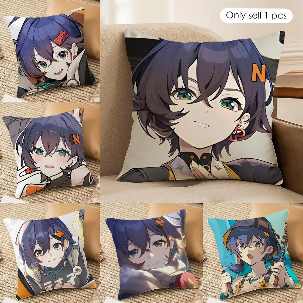 Belle Zenless Zone Zero Cushion Cover Silky Short Plush Invisible Zipper Dustproof Sofa Pillow Case for Home Decor