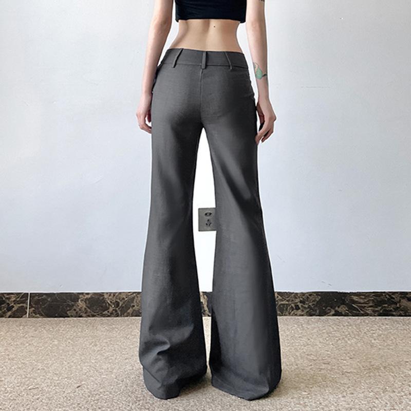 Casual Basic Solid Straight-leg Suit Pants Office Elegant Slim-fit Low-waist Wide-leg Pants
