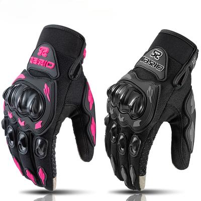 Lady's Pink Black Motorcycle Gloves Women Summer Mesh Breathable Motocross Motorbike Moto Racing Gloves Touch Screen Gloves Men