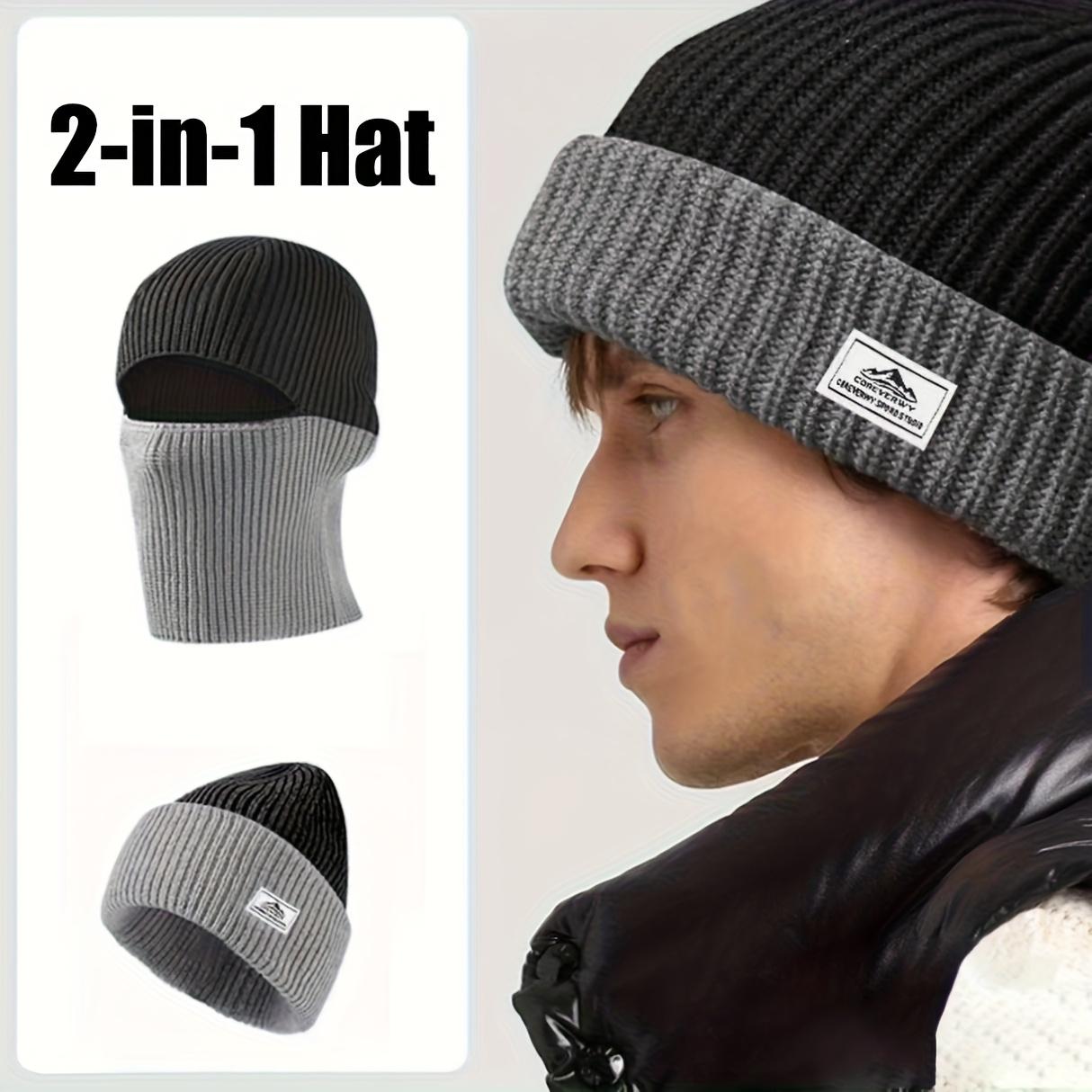 

2 In1 Winter Mask Beanies Warm Knitted Balaclava Hats Windproof Full Face Ski Bonnet Outdoor Cycling Ear Protection Face Mask чёрный