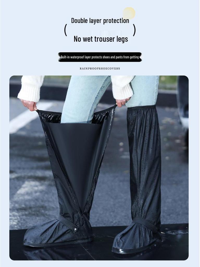 Waterproof Over-the-Knee Cycling Overshoes: Durable, Thick, Anti-Storm Rain Boots