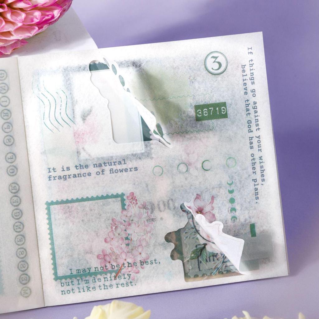 40Pcs/set Four-season Themed Dual-material Die-cut Flower Border Sticker Book DIY Junk Journal Scrapbooking Supplies Journaling Supplies