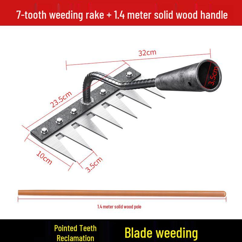 Manganese Steel Five-Tooth Weeding & Planting Rake - Multifunctional Soil Loosening Tool