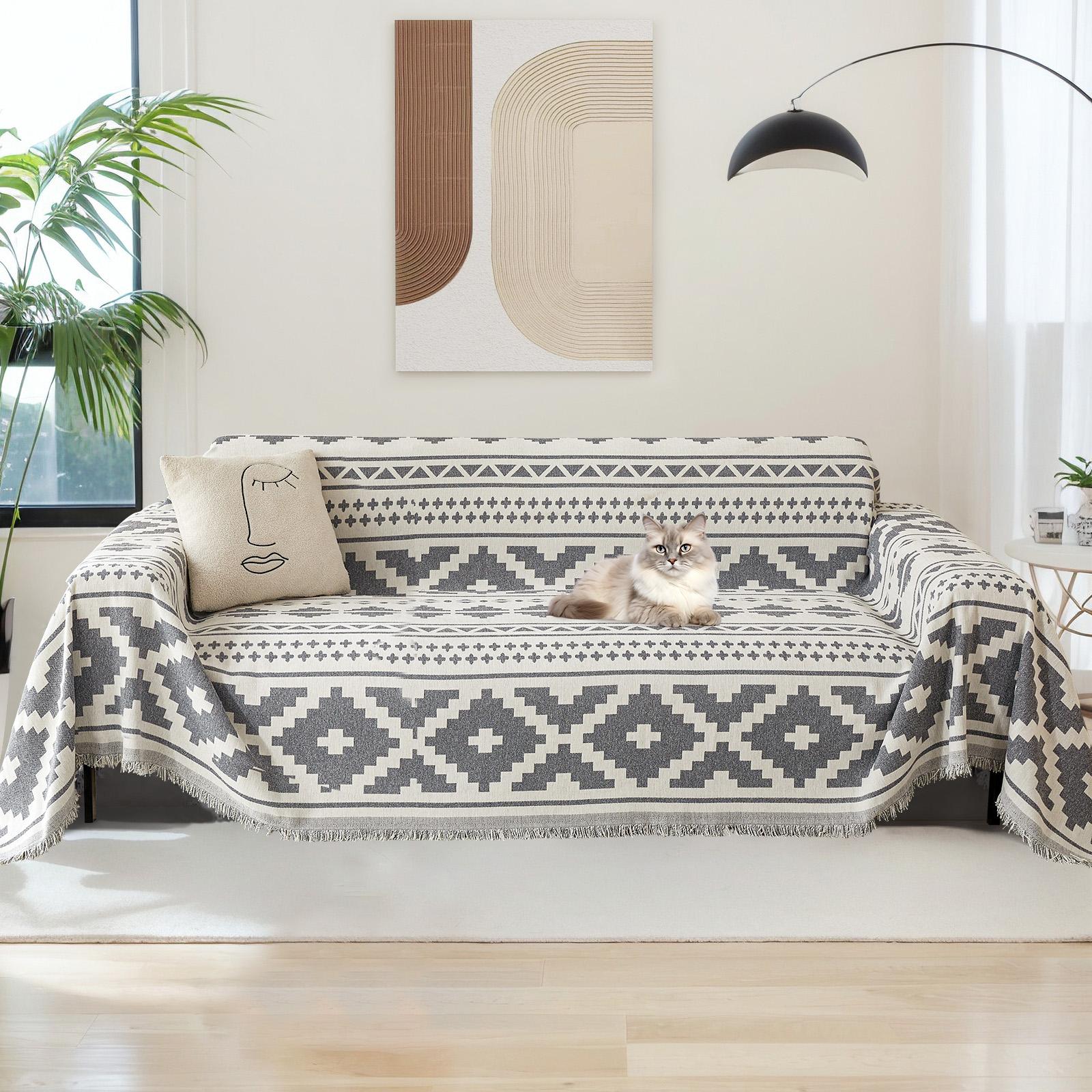 

Чехол для дивана Boho, чехол для дивана для собак и кошек, мягкий чехол из шенилла, чехол для секционного дивана с 3 подушками, диван-кровать 180x260cm