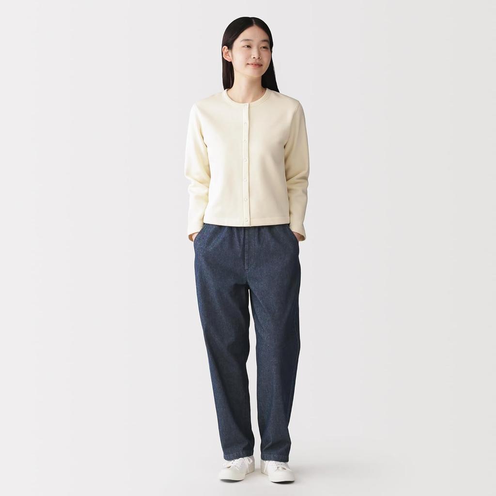 MUJI Washed Denim Easy Tapered Pants Women