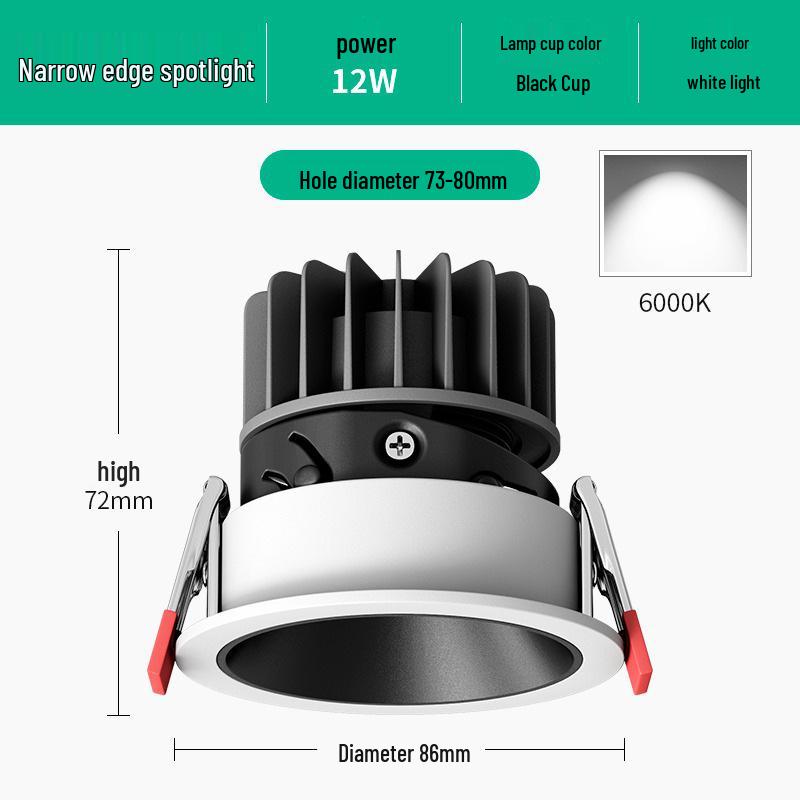 Hidden Anti-Glare LED Spotlight: Embedded Living Room Ceiling Downlight with Wall Washer