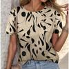 Fashionable Geometric Graffiti Pattern 3D Digital Printing Women's Trendy Round Neck Short Sleeved T-shirt