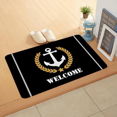 Floor Mat Sailor Navy Blue Anchor Carpets Rudder Compass Non-slip Foot Rug for Entryway Hallway Carpet Kitchen Rugs Bedside Mats