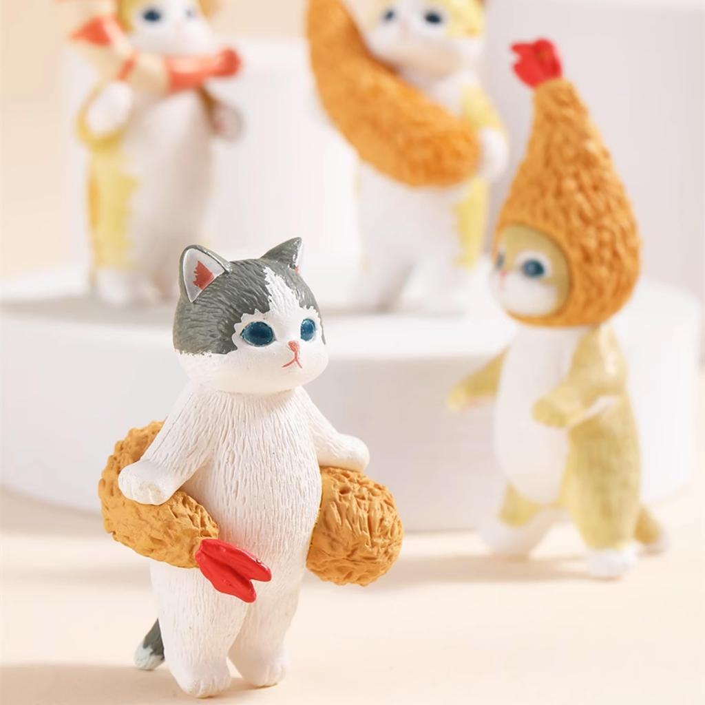 AAGWW Gachapon Toy Anime Figure Cat Toy Set, Model Decoration, Party Item, Cute Ornament (Product Contents: 5-Piece Cat COS Tempura Set)
