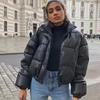 Winter Warm Thick PU Leather Coats Women Short Parkas Fashion Black Cotton Padded Lady Down Jacket Elegant Zipper Clothes 2026