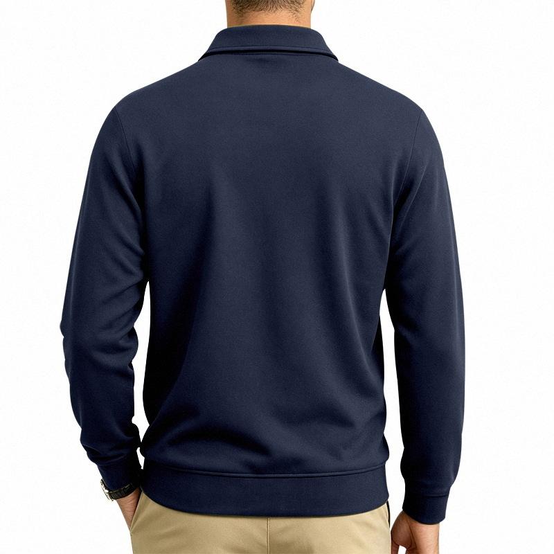 Men S Long Sleeve Polo Sweatshirt Casual Multi Pockets Turn Down Collar