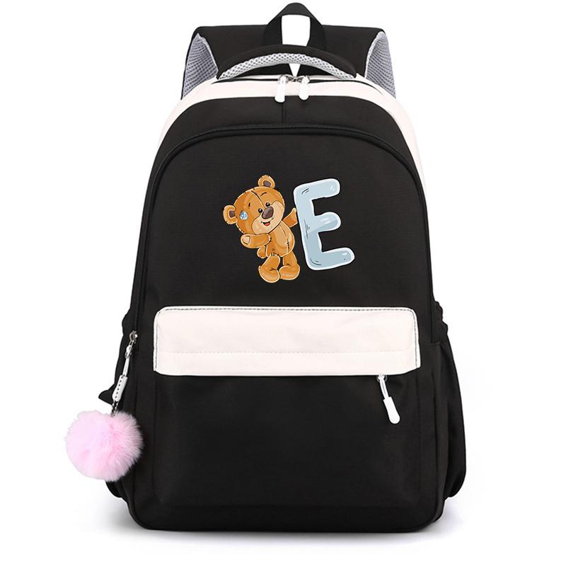 Mały Miś 26 Angielskich Liter Tornister Kawaii Uczeń Tornister Cartoon Bookbag Plecak Mochilas Plecak Nastolatek dla Dziewczynki Prezent