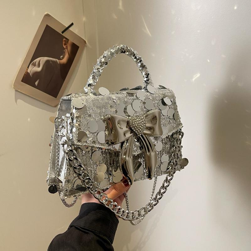 Pailletten PU kleine quadratische Schulter- und Umhängetaschen für Damen, einfarbige Diamant-Handtaschen, hohe Qualität, Mode, neu