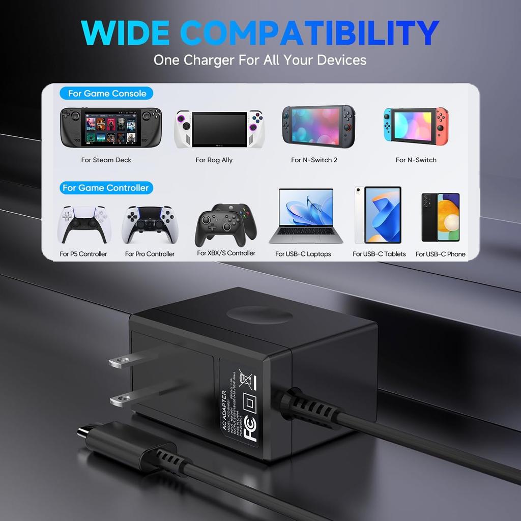 AC Adapter Charger Compatible Nintendo Switch EU/US Plug for NS Switch Lite/OLED Controller Fast Charging Kit Accessories