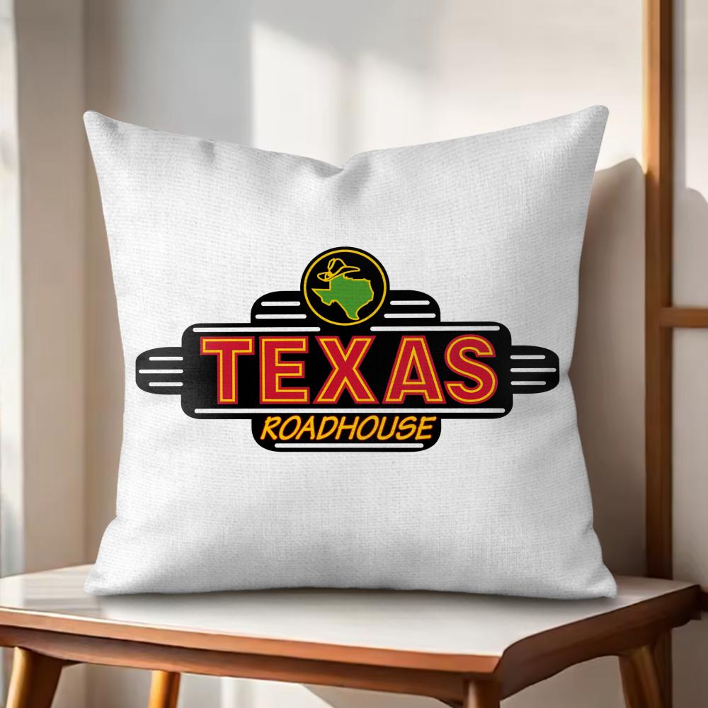 T-Texas Roadhouse Cushion Cover Natural Linen Organic Fabric Double-Sided Printing Couch Pillow Covers Home Decor