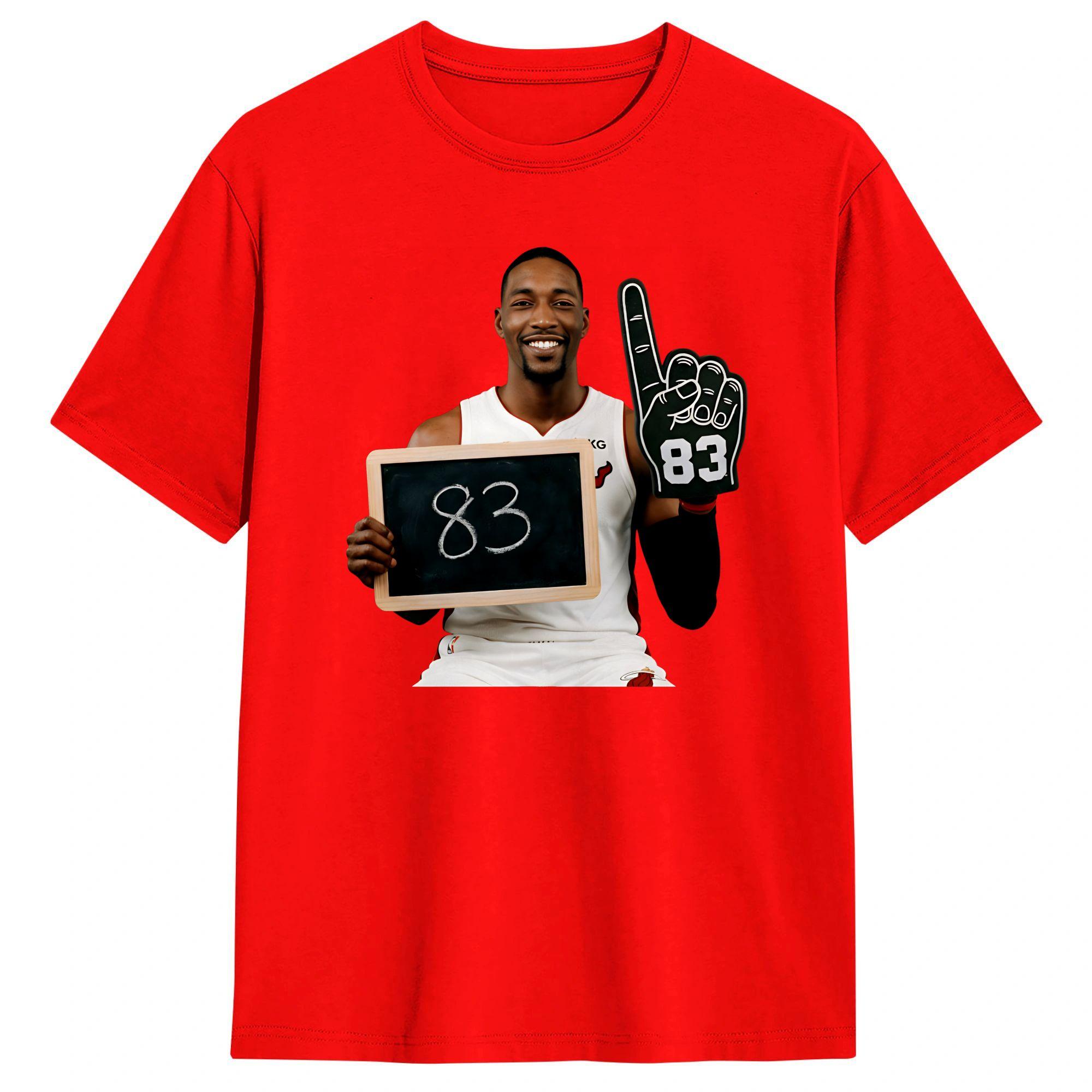 Novelty 83 Bam Adebayo TShirt for Men Crewneck Cotton T Shirts Short Sleeve Tee Shirt 4XL 5XL Clothing S