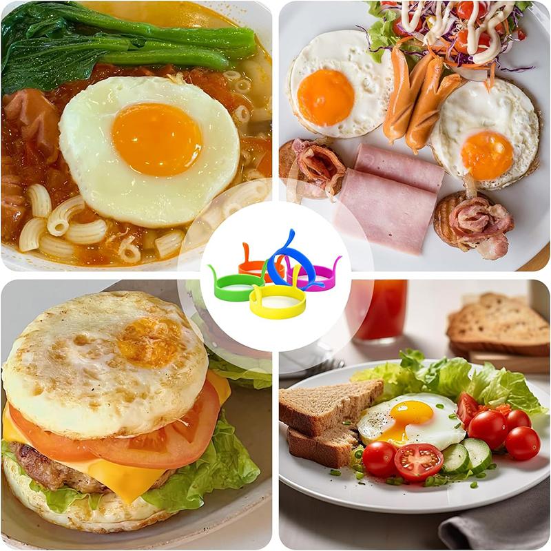 4Pcs Silicone Ring Fried Egg Mold Nonstick Egg Rings for Frying Pancake Ring Molds Heat Resistant Egg Frying Ring Cooking Tool