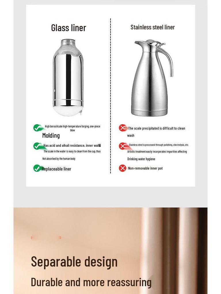 Vintage Large Capacity Thermos Flask with Stainless Steel Exterior & Glass Interior for Keeping Beverages Warm