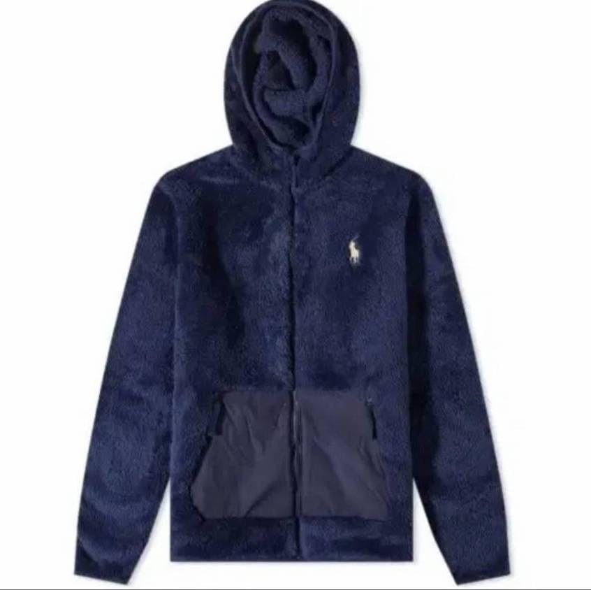 POLO RALPH LAUREN Hooded Retro Pile Performance Panel Fleece Jacket Men's Zip-Up