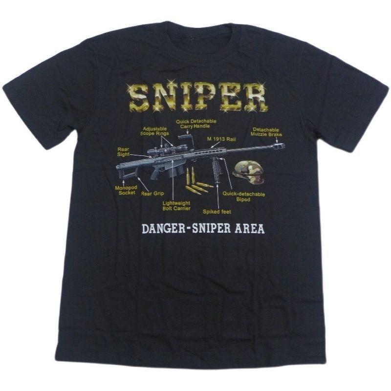 Military SNIPER Sniper Rifle, Imported T-SHIRT, Short-sleeved T-shirt, Round-neck, Pure Cotton