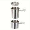 304 Stainless Steel Mug 2pcs Set, Folding Handle Coffee Cup, Outdoor Camping Portable Cookware Pot