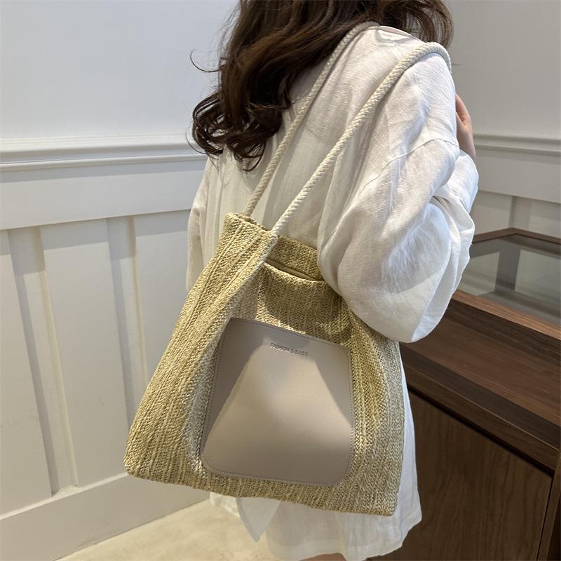 2024 Summer Trendy Women's Straw Woven Tote - Large Capacity, Simple & Fresh Shoulder Bag