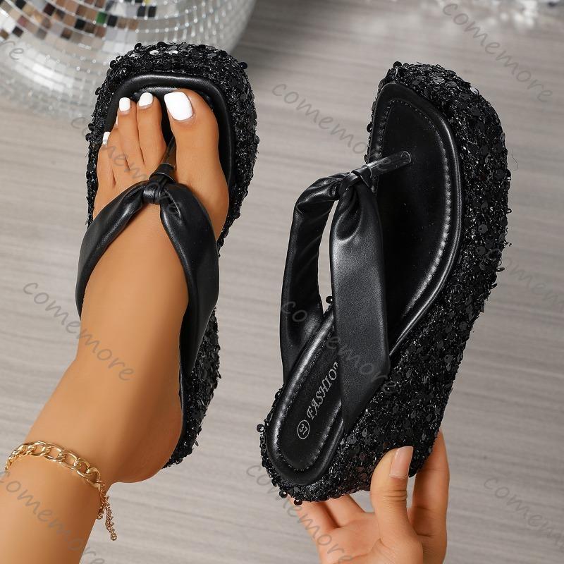 Fashion Women Wedge Slippers Platform Anti-slip Fashion Slippers High Heeled Shoes Outdoor Beach Sandals Slides Women Zapatos De Mujer