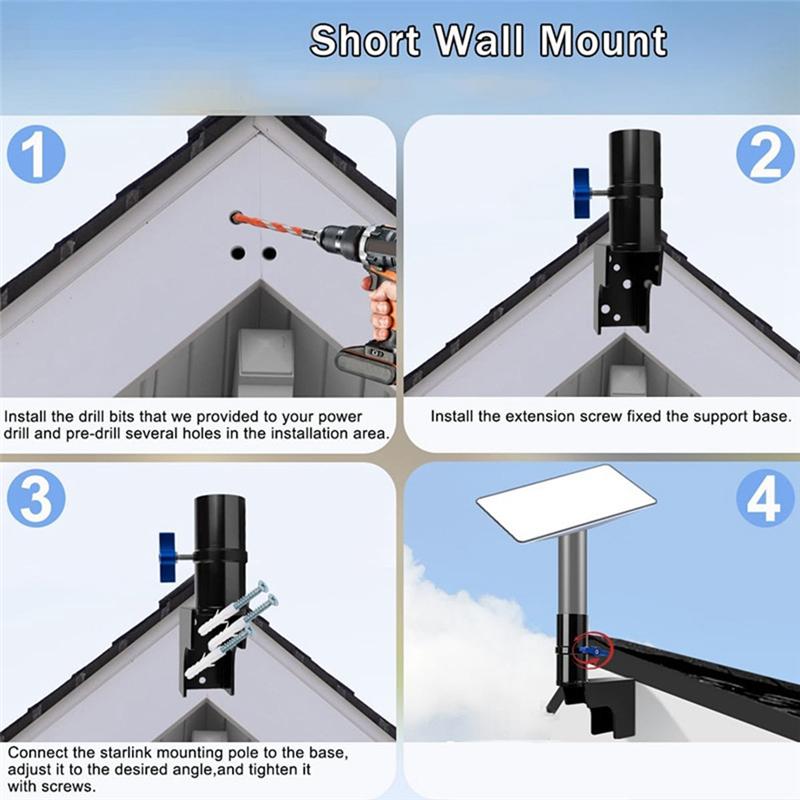 A96I-Adjustable Starlink Mounting Kit Aluminum Alloy Starlink Short Wall Mount Bracket For Home Commercial Use
