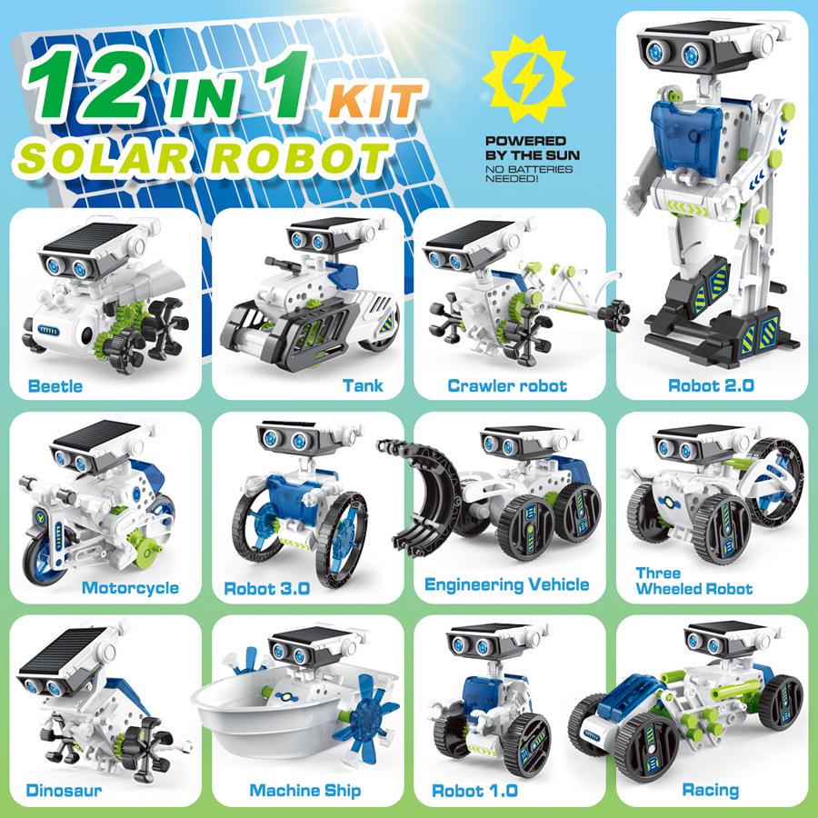 DIY 12-in-1 Solar-Powered Educational Robot Kit for Kids